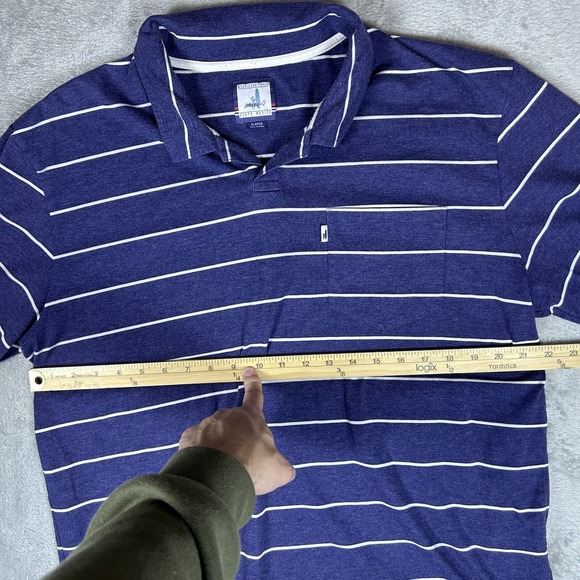 Johnnie-O Polo Mens Extra Large XL Blue White Striped Stretch Casual - Picture 5 of 7